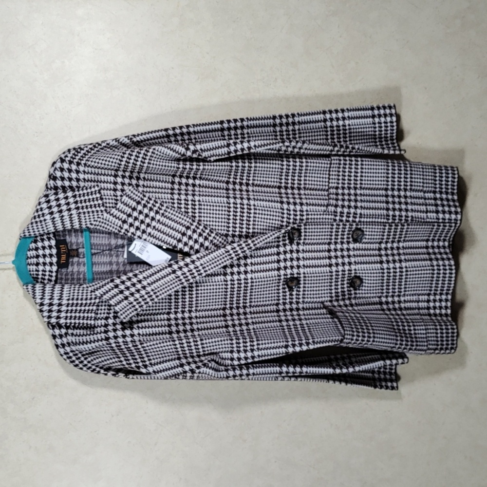 04527 Truth by Republic brown & taupe plaid sweater blazer S NWT